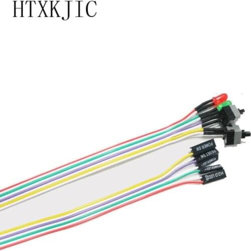 100PCS Free Shipping 50cm PC Computer Case Power Reset HDD LED + 2 Switch Cable Connector Adapter