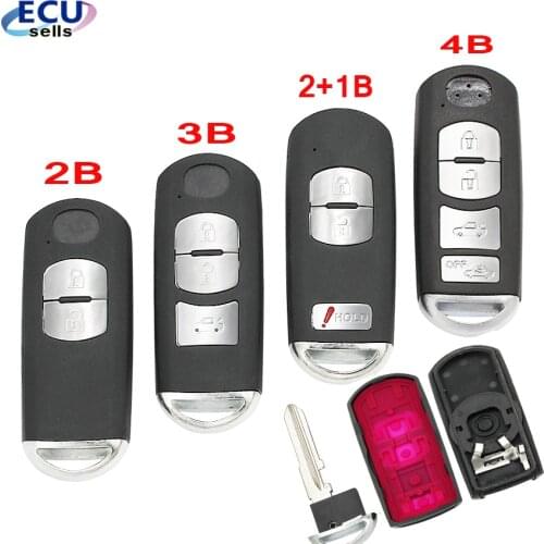 2/ 3/ 2+1/4 Buttons Replacement Remote Key Shell FOB for Mazda 3 6 2014- 2018 SKE13D-01 FCC ID: WAZSKE13D01 wit Emergency Key
