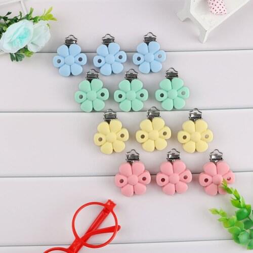 Kovict 3pcs New Flower Silicone Pacifier Clip Pacifier Chain Holder Soother Nursing Clips BPA Free Pacifier Chain Accessories