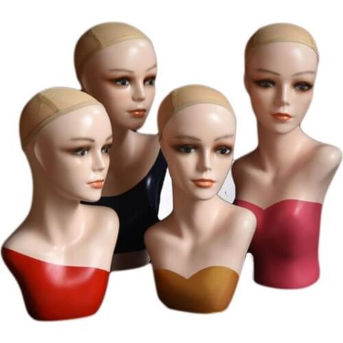 58cm 1pc female model dummy bracket fake Hat Scarf head mannequin simulation wear wig props display Insertable needle A546