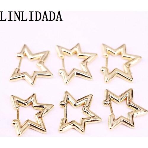 6Pairs, Gold Filled Oval heart star smooth hoop earrings for women party jewelry