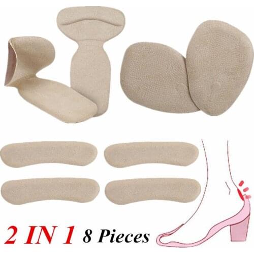 8pcs 2in1 High Heel Women Shoes Anti-slip Self-adhesive Anti-wear Back Heel Shoe Cushion + Forefoot Pain Relief Pad