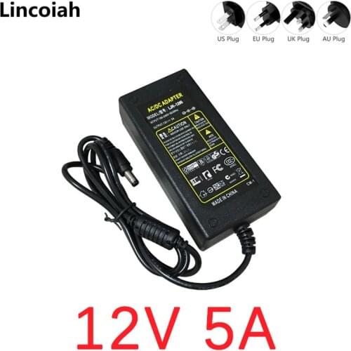 AC 100-240V to DC 12V 5A Power supply adapter charger Lighting transformer 12 V Volt converter LED driver for LED strips light