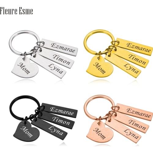 Heart-shaped Family Custom Keychain Engraved Name Thanksgiving Gift For Mom Woman Keying Multiple Pendant Car Keys Bag Tags