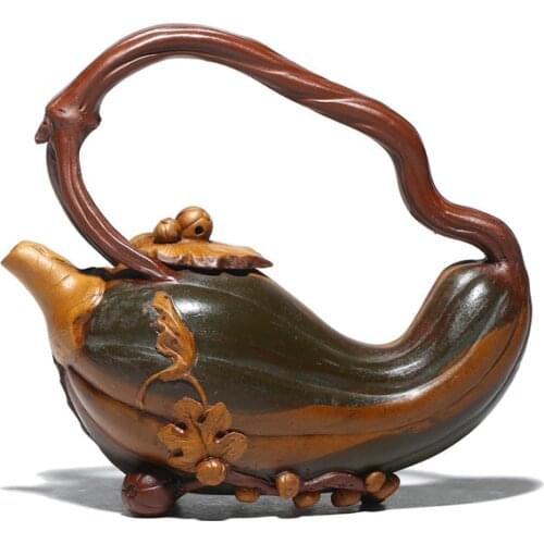 Purple Clay Teapot, Raw Ore, Red Mud Powder Slurry, Pumpkin Handle Pot, Bionic Device, Purple Clay Teapot, Kung Fu Tea Set