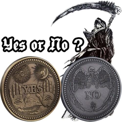 Yes/No Gothic Prediction Decision Commemorative Coin All Seeing Eye Death Angel Souvenir Challenge Coin Art Craft Gifts