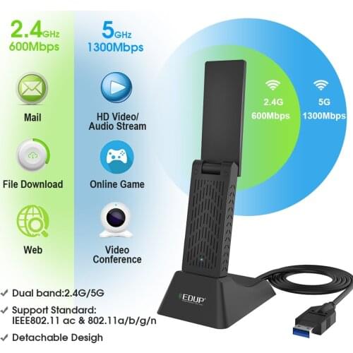 1900Mbps 2.4G / 5G Hz 802.11n WiFi Dual Band WiFi Adapter USB 3.0 Wireless PC Lan 802.11AC Dongle Network Linux win10