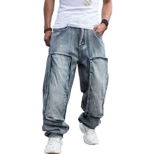 2021 New Style Brand Straight Denim Cargo Pants Biker Men Baggy Loose Blue Jeans With Side Pockets Jeans Leisure simplicity