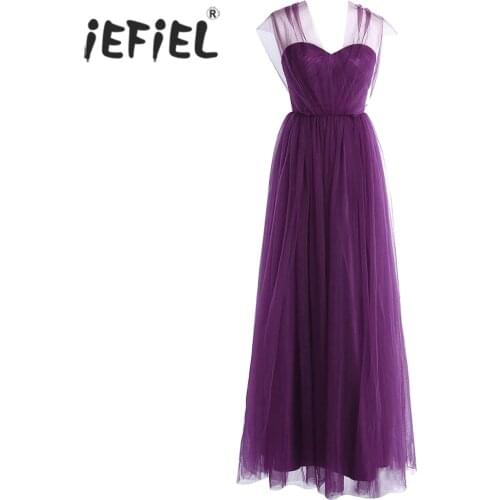 IEFiEL Elegant Dress for Womens Femme Party Ladies Mesh Prom Gown Long Summer Vestidos Maxi Dresses for Birthday Party