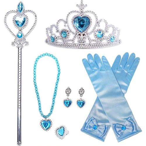 Frozen 2 Anna Elsa Dress up Crown Wig Magic Wand Glove for Fans Cosplay Party Set Kids Girl Birthday Party