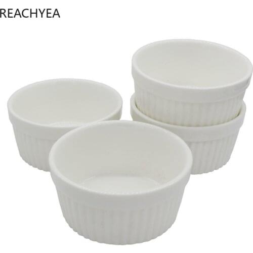 4 Pieces Porcelaine Ramekins Ceramic Pudding Mold Muffin Baking Cup 10oz or 13oz