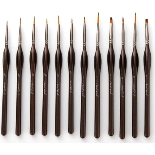 12Pcs/Lot Paint Brush Log color Nylon Hair Oil Painting Brushes Set for Watercolor Acrylic Drawing Art Supplie