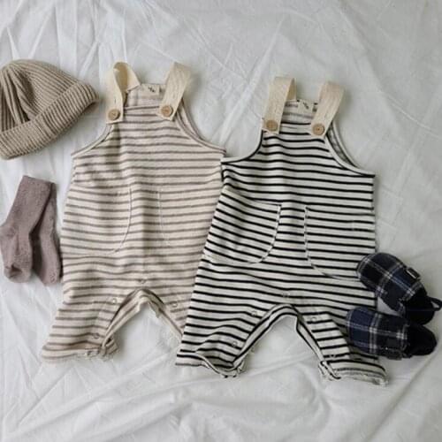 2020 New Baby Girls Striped Overalls Autumn Winter Cotton Fashion Babys Pants 6-24 Month QL323