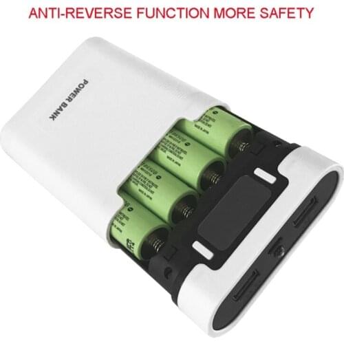 Anti-Reverse Portable Power Bank Box 4x 18650 DIY Display Battery Charger 5V 2A Case 45BA