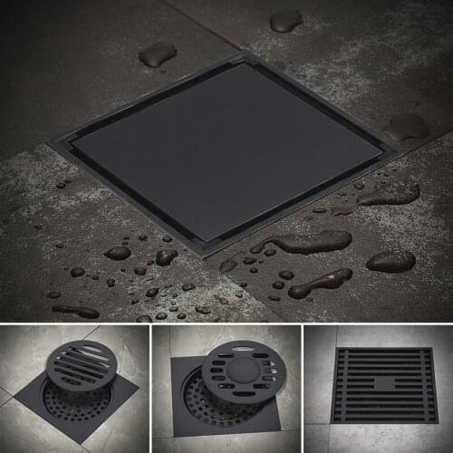 Brass Drains Square Bath Drains Strainer Hair Antique Brass Black Bathroom Floor Drain Waste Grate Drain