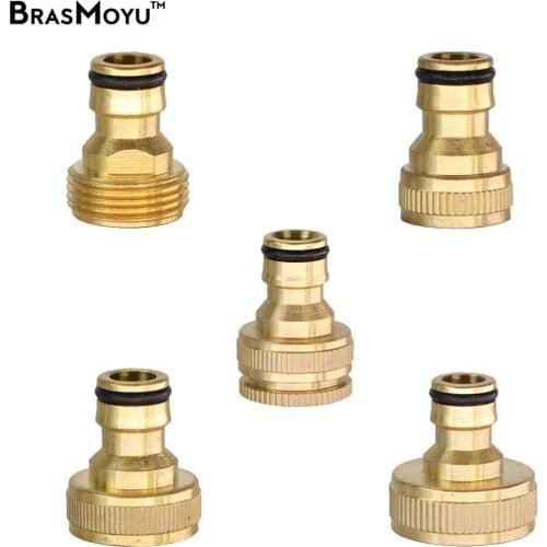 BRASMOYU 2PCS Female thread 1/2" 3/4" 1" Brass Quick Connector nipple Garden tap Garden Irrigation Connector Pure copper Adapter