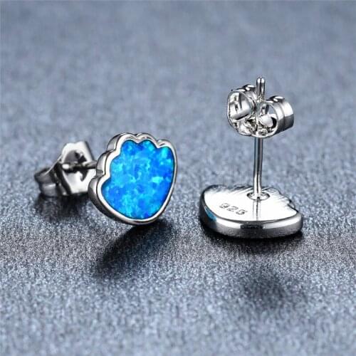 Cute Female Small Cloud Earrings Rose Gold Silver Color Stud Earrings Charm Blue White Opal Wedding Earrings For Women