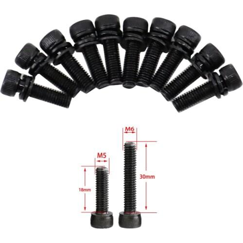 10pcs Black Hex Hexagon Socket Cap Head Screws/Sping Washer / Flat Washer Allen Bolts Combination Kit Set 8.8/12.9 Grade M5 M6