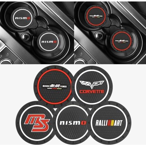 1Pcs Pack Auto sport Car Logo for Toyota Mazda Honda Cup Holder Insert Coaster Cup Holder Silicone Coaster Car Accessories