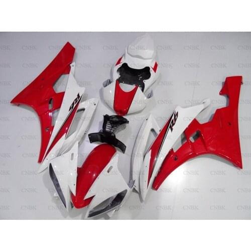 For YZF R6 2006 - 2007 Motorcycle Fairing YZFR6 07 White Red Fairings YZF600 R6 06 Fairing Unpainted
