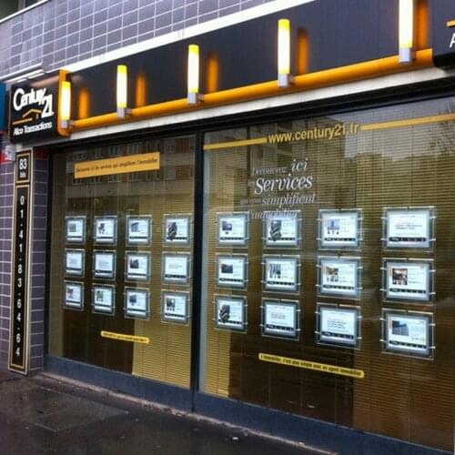 A4 Single Sided Cable Wire Hanging Systems Kits Real Estate Agent LED Window Display "U" Pocket Acrylic Poster Frame 18pcs/lot