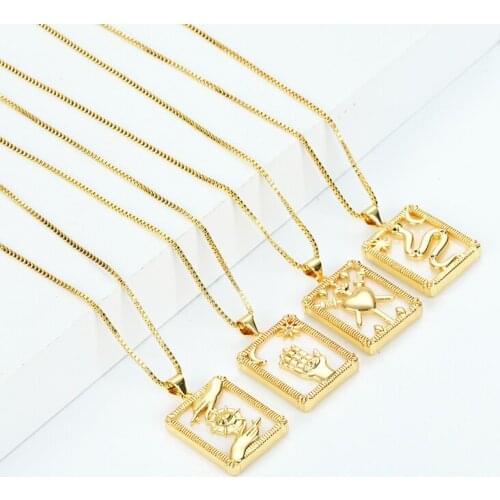 Daihe Hip Hop Gold Plated Tarot Pendant Necklace Women Adjustable Snake Love Micro Inlay Zircon Copper Necklace Female Part Gift