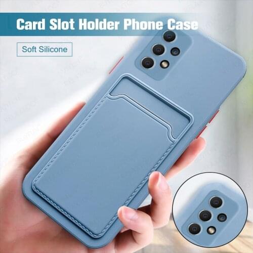Candy Color Card Slot Wallet Phone Case For Samsung Galaxy A52 4G Or 5G Samsong Sansung A 52 6.5" Soft Silicone Shockproof Cover