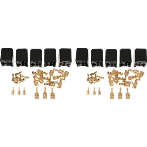 10Pcs 80A Relay Connector 5-Pin Mounting Socket + Terminals Base Holder SPST