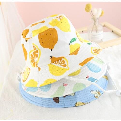 Fruit Print Colourful Bucket Hat For Boy and Girl Baby Wide Brim Fisherman Hat Children Outdoor Cap