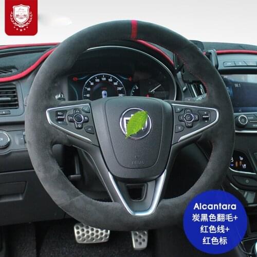 Real Alcantara steering wheel cover for Buick Regal GS Larcosse envision Verano Excelle Enclave Encore suede hand-stitched grip