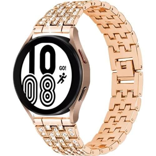 20 22mm Womens Metal Strap for Samsung Galaxy Watch 4 Classic 46mm 42mm Diamond Band Galaxy Watch4 44/40mm Stainless Steel Strap