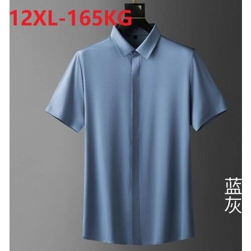 High quality 10XL 12XL 11XL Large Size Men Shirt short Sleeved purple Black Blue Business formal Mens oversize office Shirt 60