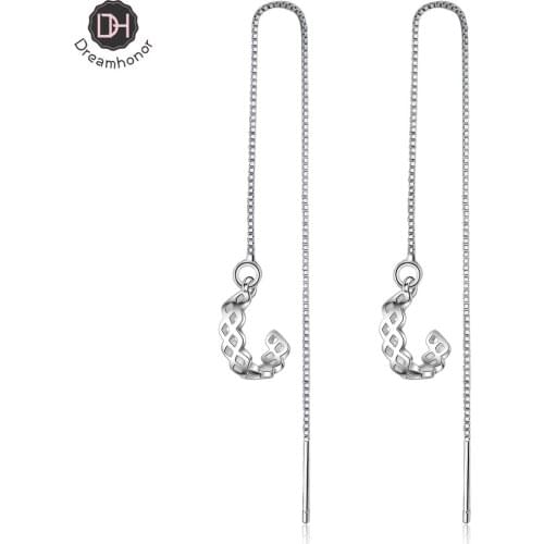 Dreamhonor Long 925 Sterling Silver Semicircle Tassel Ear Line Earrings Fashion Female Tassel Earrings Jewelry