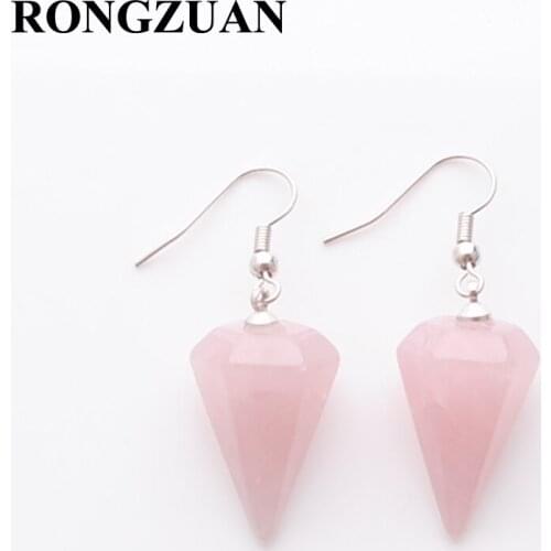 New arrivals Drop Earrings Natural Rose Quartzs Gem stone Bead Pendant Dangle Hook Earring Women Jewellery Birthday Gift TR3248