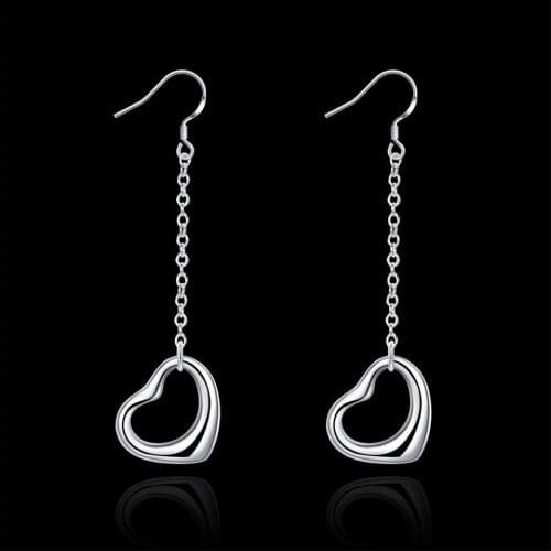 New Fashion 925 Sliver Heart Ear-wire Earrings Beautiful Romantic Wedding Gift Delicate Birthday Present Daily Party Accessories