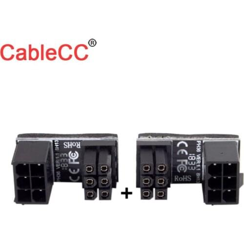 Xiwai ATX 12V 6 pin CPU EPS P4 Power Extension Cable 6pin 180 Degree Angled Power Adapter for Desktops Graphics Card