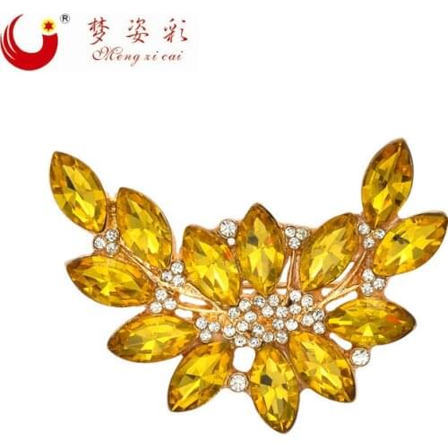 Free Shipping Jewelry Brooches for Women Crystal Leaves Brooch Pin up colorful Rhinestones Broche for Best Friends X1443