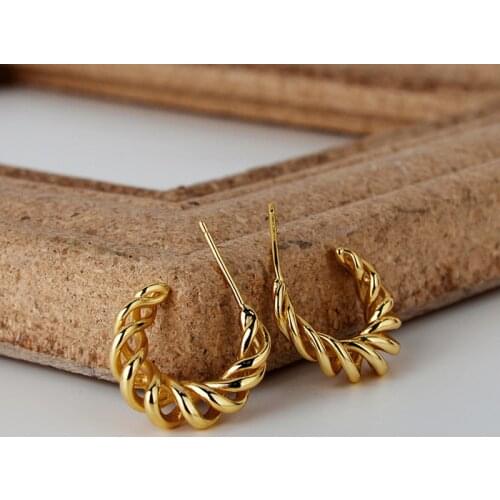 Silvology 925 Sterling Silver Openwork Weave Stud Earrings for Women Multilayer Minimalist Earrings Light Luxury Jewelry Bijoux