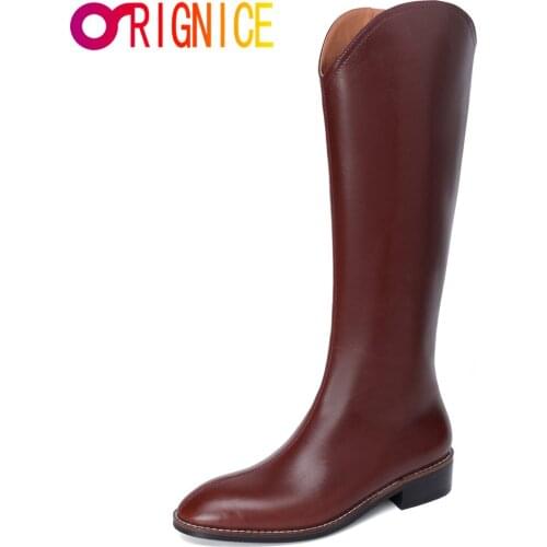 Orignice Hot Sale Women Riding Knee High Boots New 2021 Autumn Winter Black Large Size 34-43 Low Heels Zipper Casual Long Shoes