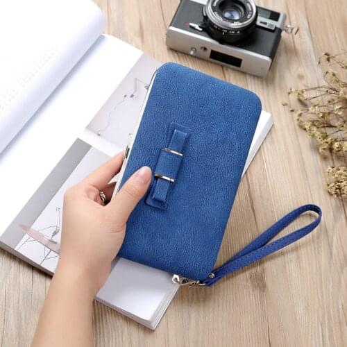 Purse bow womens wallet female famous brand card holders cellphone pocket PU leather clutch women wallet Large lychee 138