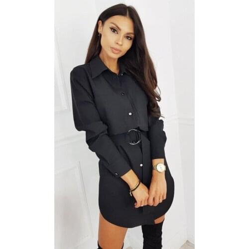 Meihuida Spring Summer Women Office Lady Elegant Buttons Turn-Down Long Sleeve Defined Waist Mini Dresses Vestidos