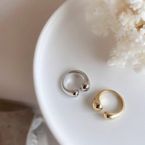 Gold Silver Color Waterdrop Rings Asymmetric Double Circle Geometric Open Rings Minimalist Rings for Women 2020 Trendy Jewelry