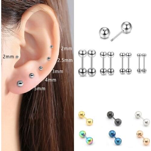 1Pair Medical Titanium Steel Stud Earring Small Ball Screws Small Earrings Ear Bone Nail Lip Piercing Body Jewelry