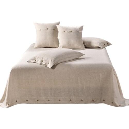 100% French Linen thick bed sheet three-piece solid color (1 bed sheet +2 pillowcases)