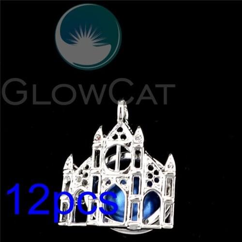 12x Castle Pearl Cage Essential Oil Diffuser Beads Cage Locket Pendant For Oyster R-K1233