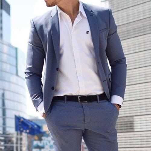 2 Pieces Mens Suit Two Buttons Slim Fit Peak Lapel Costumes Tuxedos For Business Formal Office Wedding Bridegroom Men clothes