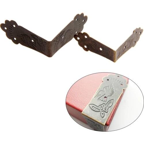 20Pcs Decorative Antique Corner Protector Jewelry Wine Gift Box Wooden Cases Corner Bracket Furniture Hardware