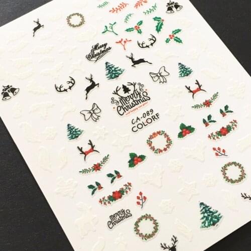 Newest CA-89 Christmas design 3d nail sticker decal Japan type DIY nail decorations tips