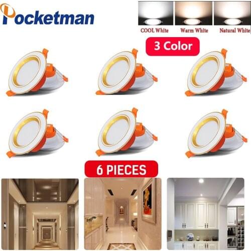 6 Pieces/set LED Downlight 220V 5W Recessed Round LED Ceiling Lamp Warm White Cold White light AC 220V Indoor Lighting