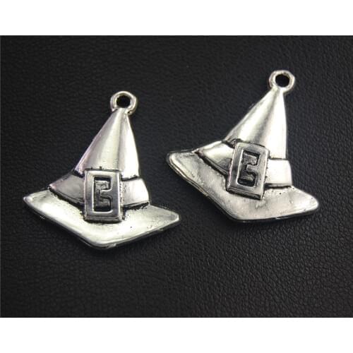 8pcs Silver Color Witch Hat Charms Metal Charms For Jewelry Making 24x23mm A1995